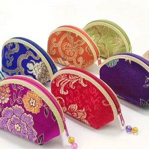 NEW! Beautiful Embroidered Jewelry Storage Bag. Includes 6 bags